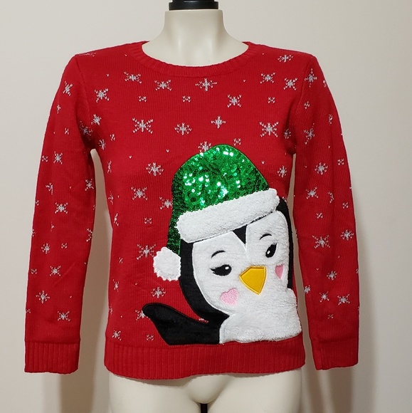 It's Our Time Shirts & Tops Christmas Penguin Sweater Girls Nwt